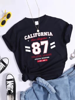 Los Angeles, California Est.1997 Street Letter T-Shirt Loose Round Neck Tee Shirt Harajuku Hipster T-Shirts Fashion Women Tshirt