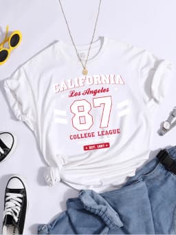 Los Angeles, California Est.1997 Street Letter T-Shirt Loose Round Neck Tee Shirt Harajuku Hipster T-Shirts Fashion Women Tshirt
