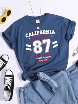 Los Angeles, California Est.1997 Street Letter T-Shirt Loose Round Neck Tee Shirt Harajuku Hipster T-Shirts Fashion Women Tshirt