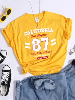 Los Angeles, California Est.1997 Street Letter T-Shirt Loose Round Neck Tee Shirt Harajuku Hipster T-Shirts Fashion Women Tshirt