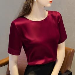 Acetate Satin Tees for Women High Quality Ladies Casual Elegant Silk Satin Blouse Summer Korean Tops 2026 Roupas Feminina