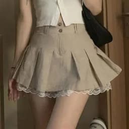High Waist Lace Pleated Skirt Spring New Korean A-Line Mini Fashion Casual All Match Jk Student Skirt