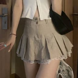 High Waist Lace Pleated Skirt Spring New Korean A-Line Mini Fashion Casual All Match Jk Student Skirt