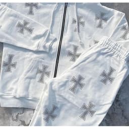 American Hip-hop Retro Pantsuits Winter Tracksuit Rhinestone Cross Jacket Black White Cardigan Trouser Suit Women Pants Set Y2k