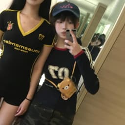 Karrram Japanese Y2k Letter Print T Shirt Vintage Harajuku Long Sleeve Jersey T-shirt American Retro Streetwear 2000s Aesthetics