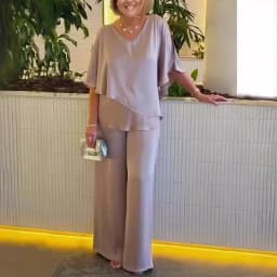 2025 Summer New Fashion Casual Irregular Suit Solid Color T Shirt Loose Wide Legs Trousers Two Piece Set Pants Sets Bat Sleeve