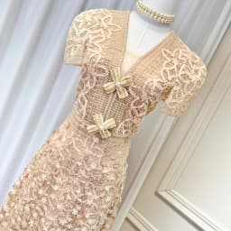 QMQA Fashion Women's Elegant Dress Three-dimensional Flower High Waist Short Sleeve Slimming Dresses 2025 Female New QM359