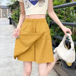 Fake 2 Piece Shorts Skirts For Women High Waist Mini White Skirt Pants Solid A- line Side Slit Lightweight Korean Summer Skirts