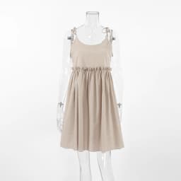 Linad Summer Brown Holiday Dress For Women 2025 Sexy Backless Loose A Line Dresses Cotton Linen Black Beach Dress Female 2025