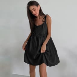 Linad Summer Brown Holiday Dress For Women 2025 Sexy Backless Loose A Line Dresses Cotton Linen Black Beach Dress Female 2025