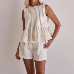 New Fashion Women Pleated Tank Tops Solid Color Round Neck Sleeveless Ruffed Hem Shirts Casual Summer Streetwear S-XL