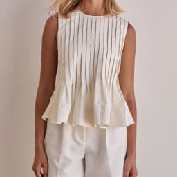 New Fashion Women Pleated Tank Tops Solid Color Round Neck Sleeveless Ruffed Hem Shirts Casual Summer Streetwear S-XL