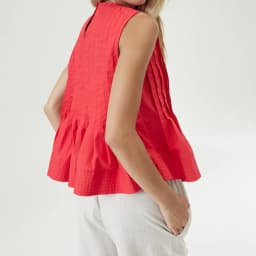 New Fashion Women Pleated Tank Tops Solid Color Round Neck Sleeveless Ruffed Hem Shirts Casual Summer Streetwear S-XL