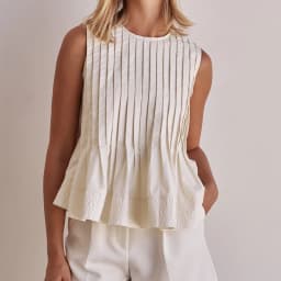 New Fashion Women Pleated Tank Tops Solid Color Round Neck Sleeveless Ruffed Hem Shirts Casual Summer Streetwear S-XL