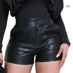 Comfortable High Rise PU Leather Shorts for Women Solid Color Short Pants Suitable for Parties and Everyday Styles 6XDA