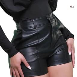 Comfortable High Rise PU Leather Shorts for Women Solid Color Short Pants Suitable for Parties and Everyday Styles 6XDA
