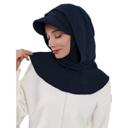 Full Coverage Bonnet Hijab with Visor Ready to Wear Modest Visor Underscarf Bonnet with Neck Cover Muslim Turban Cap