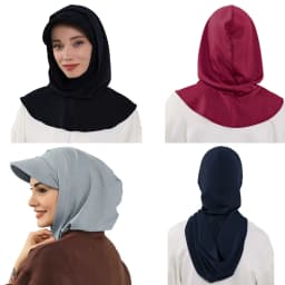 Full Coverage Bonnet Hijab with Visor Ready to Wear Modest Visor Underscarf Bonnet with Neck Cover Muslim Turban Cap