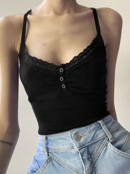 Sexy Folds Buttons Sleeveless Crop Top Black Vintage Y2K Corset Tops Casual Basic T-shirt