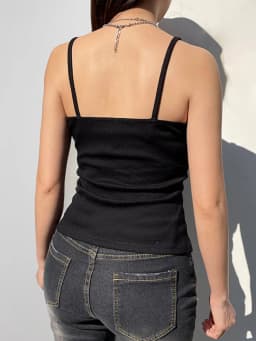 Sexy Folds Buttons Sleeveless Crop Top Black Vintage Y2K Corset Tops Casual Basic T-shirt