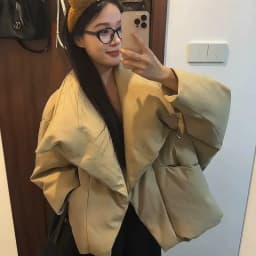Short Large Lapel Cotton-Padded Jacket Women's Overcoat Autumn Winter 2026 New High-End Loose Warm Chic Bread Clothing Coat