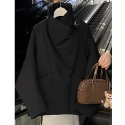 Short Large Lapel Cotton-Padded Jacket Women's Overcoat Autumn Winter 2026 New High-End Loose Warm Chic Bread Clothing Coat