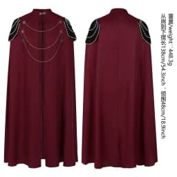 2025 Burgundy Euro-American Vintage Royal Cape for Men and Women, Halloween Beaded Curtain Gear Chain Cloak Unisex, One Size
