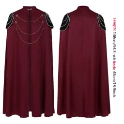 2025 Burgundy Euro-American Vintage Royal Cape for Men and Women, Halloween Beaded Curtain Gear Chain Cloak Unisex, One Size