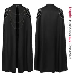 2025 Burgundy Euro-American Vintage Royal Cape for Men and Women, Halloween Beaded Curtain Gear Chain Cloak Unisex, One Size