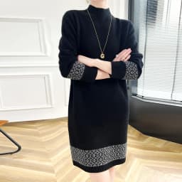 100% Merino Wool Fashion Color-Blocked Knit Half-Turtleneck Sweater Cashmere Long Sleeves Leisure Soft Warm Women's Clothing Top