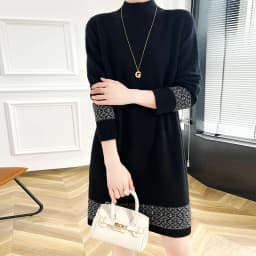 100% Merino Wool Fashion Color-Blocked Knit Half-Turtleneck Sweater Cashmere Long Sleeves Leisure Soft Warm Women's Clothing Top