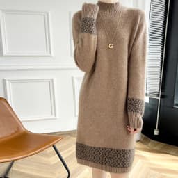100% Merino Wool Fashion Color-Blocked Knit Half-Turtleneck Sweater Cashmere Long Sleeves Leisure Soft Warm Women's Clothing Top