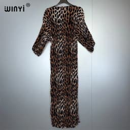 WINYI Summer Pleated Elastic Loose Dress Holiday Boho Beach Cover up Maxi Kaftan Abaya Muslim Woman Dubai Luxury Party Dresses