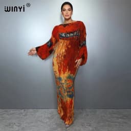 WINYI Summer Pleated Elastic Loose Dress Holiday Boho Beach Cover up Maxi Kaftan Abaya Muslim Woman Dubai Luxury Party Dresses