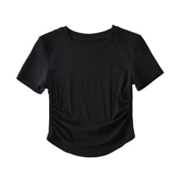 2024 Harajuku Women Crew Neck Short Sleeve Cotton Tee With Ruched Sides Detail T-shirts