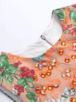 Female Summer New Style Colorful Diamonds Shiny Dresses Retro Floral Print Sundress Sleeveless O-Neck Fashion Above Knee Dress