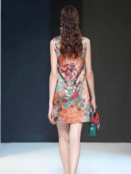 Female Summer New Style Colorful Diamonds Shiny Dresses Retro Floral Print Sundress Sleeveless O-Neck Fashion Above Knee Dress