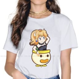 Cute Bowsette Flying 4XL TShirt for Girl Princess Peach Comfortable Gift Clothes T Shirt Stuff Hot Sale