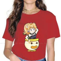 Cute Bowsette Flying 4XL TShirt for Girl Princess Peach Comfortable Gift Clothes T Shirt Stuff Hot Sale