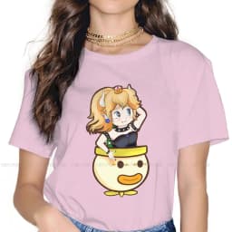 Cute Bowsette Flying 4XL TShirt for Girl Princess Peach Comfortable Gift Clothes T Shirt Stuff Hot Sale
