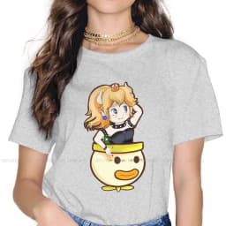 Cute Bowsette Flying 4XL TShirt for Girl Princess Peach Comfortable Gift Clothes T Shirt Stuff Hot Sale