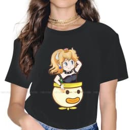 Cute Bowsette Flying 4XL TShirt for Girl Princess Peach Comfortable Gift Clothes T Shirt Stuff Hot Sale