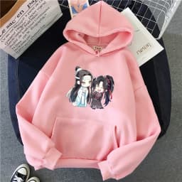 Pink Anime Mo dao zu shi Hoodie Winter Clothe Women Oversize Crewneck Sweatshirt Kawaii Clothing Aesthetic The Untamed Sudaderas