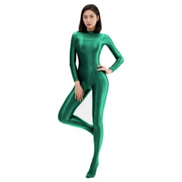 AMORESY Sexy Shiny Long Sleeve Full Length Oil Tights Smooth Running Overalls Yoga Zentai Casual Sport Suits Jumpsuits Catsuits