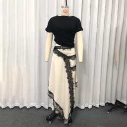 TWOTWINSTYLE Hit Color Slimming Spliced Lace Irregular Dresses for Women O Neck Short Sleeves High Waist Hollow Out Dress Female