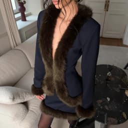 Tuularose Women's Plush Skirts 2-Piece Set  Autumn Winter Vintage Slim Shawl Top Straight Long Skirt Sets New Warm Female Suit