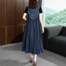 TIYIHAILEY-Loose A-Line Denim Dresses for Women, Long, Mid-Calf Jeans, Embroidery, Sleeveless Tassels, New Fashion, 2026