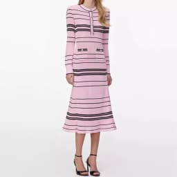 2026 Spring New Women's SweetLong-Sleeved Striped Knit Dress High-Quality FashionableCasual Vacation Elastic Slim Fit Long Dress