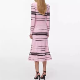2026 Spring New Women's SweetLong-Sleeved Striped Knit Dress High-Quality FashionableCasual Vacation Elastic Slim Fit Long Dress
