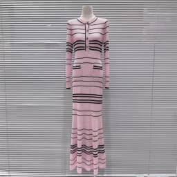 2026 Spring New Women's SweetLong-Sleeved Striped Knit Dress High-Quality FashionableCasual Vacation Elastic Slim Fit Long Dress